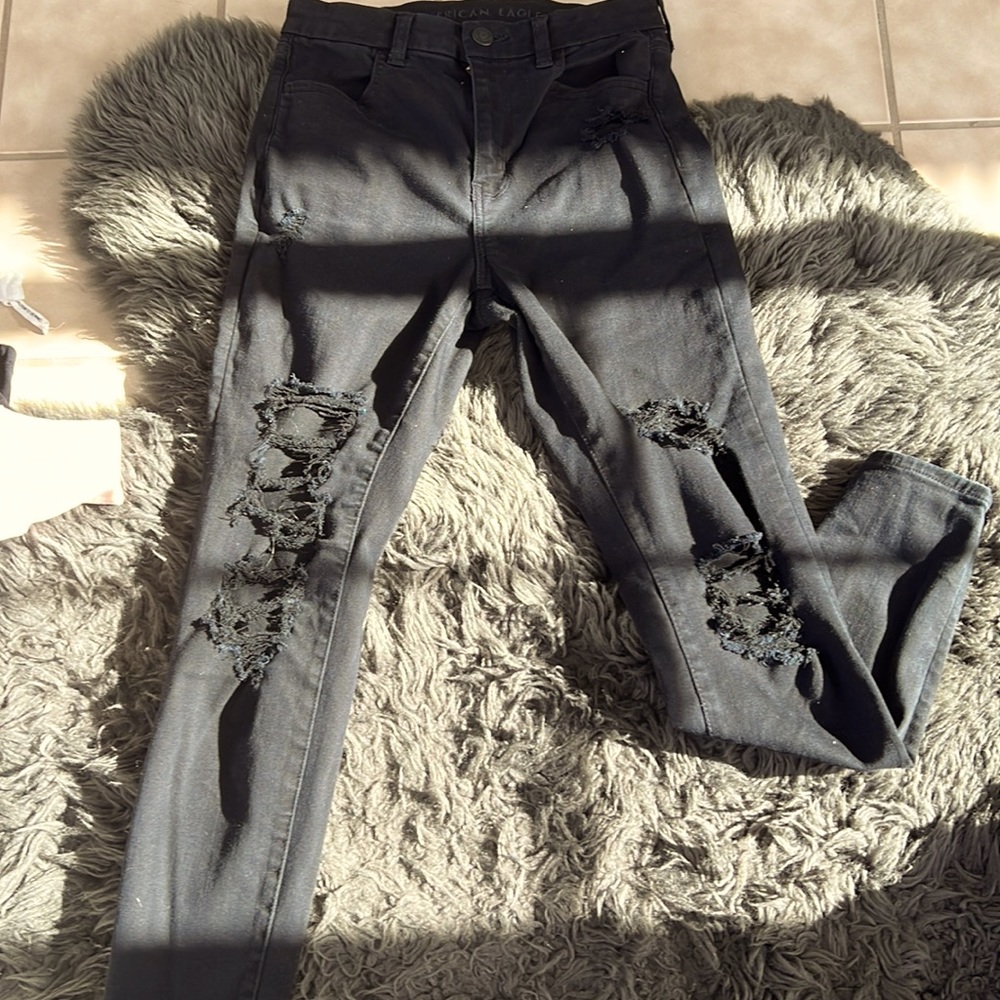 Hollister black skinny ripped jeans